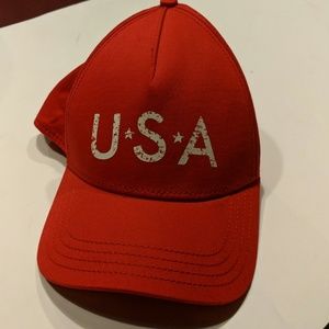 USA Text Adjustable Red Baseball Cap
